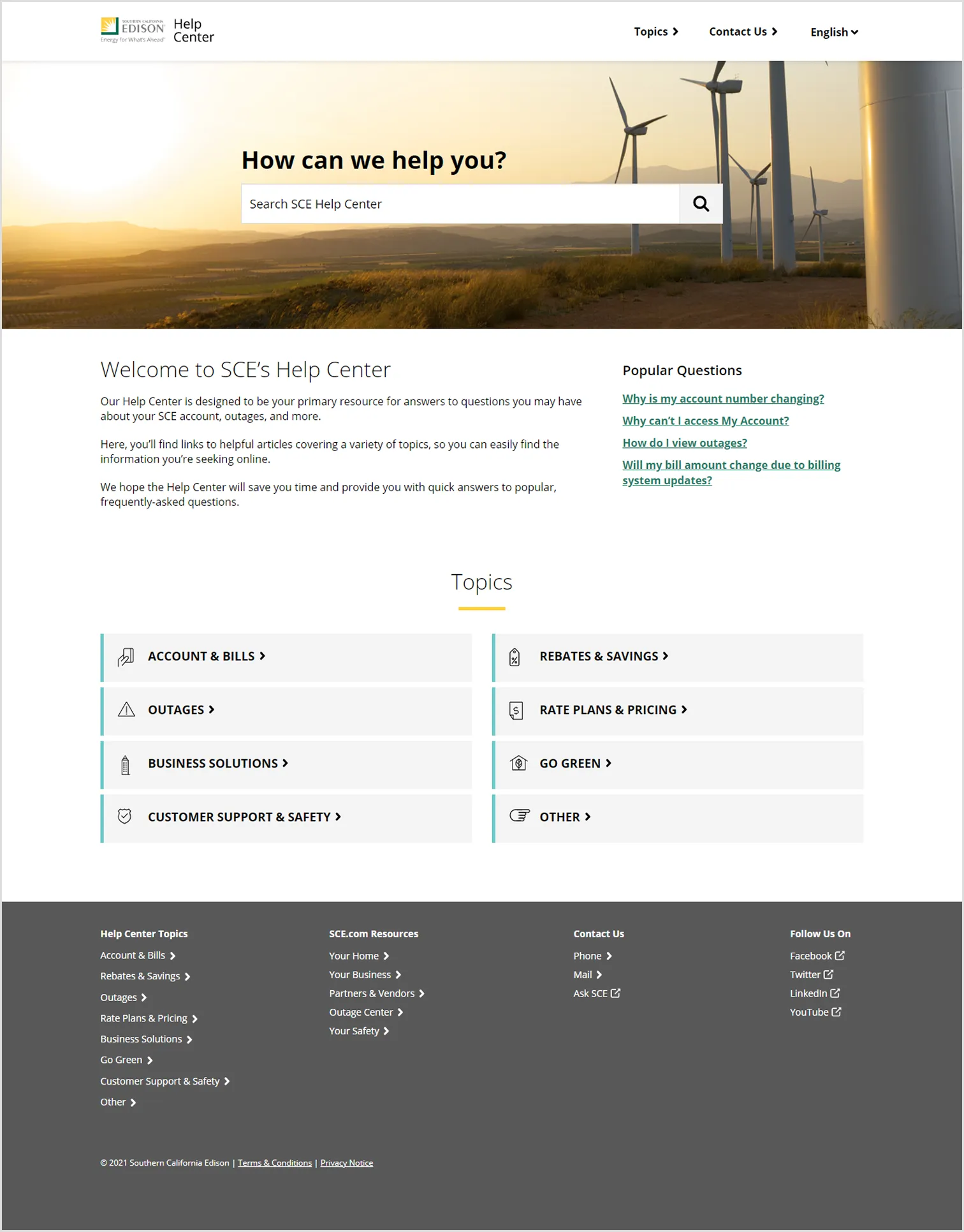Screenshot of Help Center website